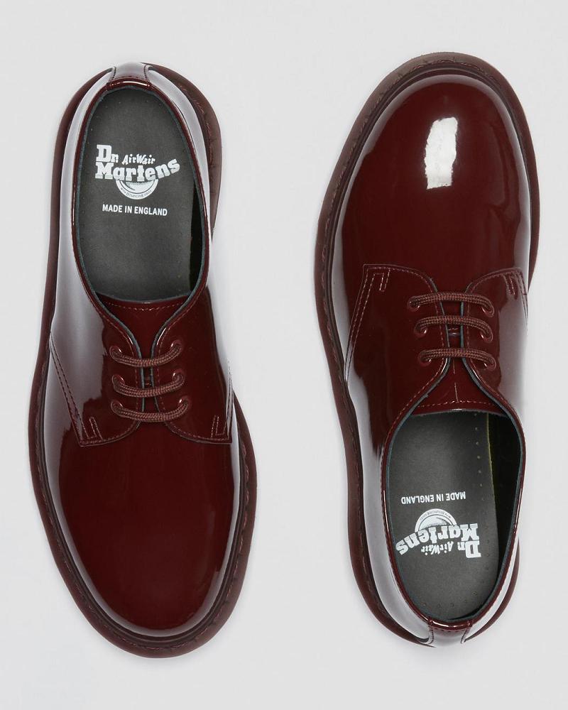 Women's Dr Martens 1461 Made in England Mono Patent Leather Oxfords Shoes Red | AU 354VRW